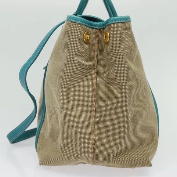PRADA Hand Bag Canvas 2way Beige Gold Auth 138843 - Picture 6 of 16